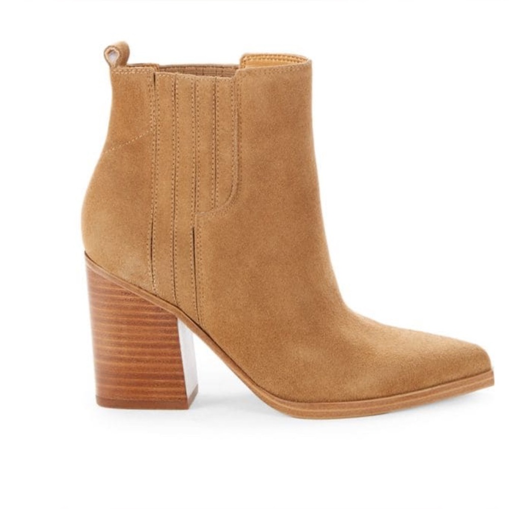 Marc Fisher Oshay tan suede ankle booty size 10